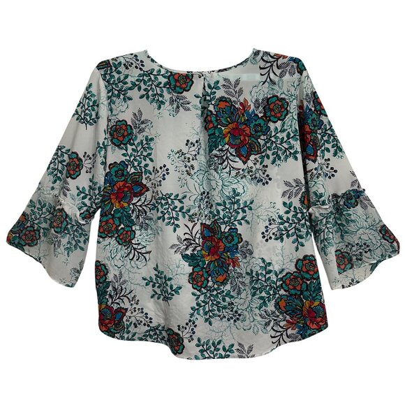Van Heusen Womens Floral Print Blouse XXL Bell Sleeve Boho Hippie Fairy - Picture 2 of 7